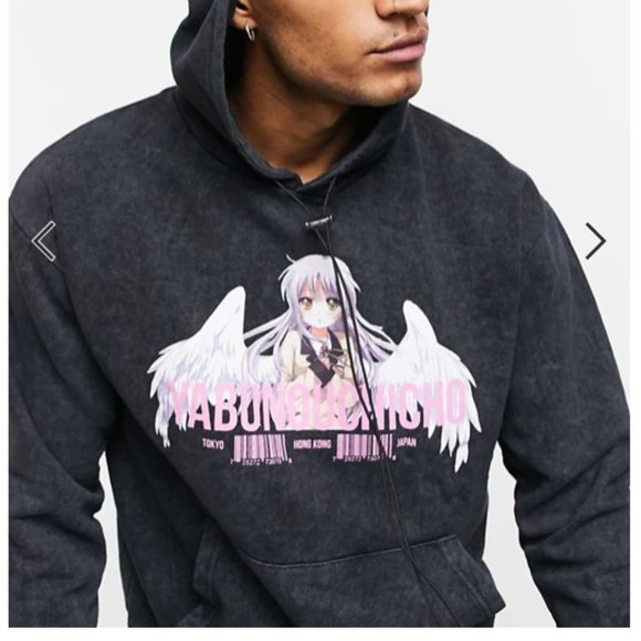 Anime Night Addict Oversized Hoodie M Medium Unisex - Picture 2 of 5